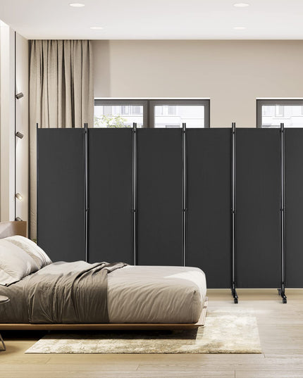 Giantex 6 Panel Room Divider, 132''W x 68''H Large Folding Privacy Screen, Rolling Partition Room Dividers for Home Office Studio Separation