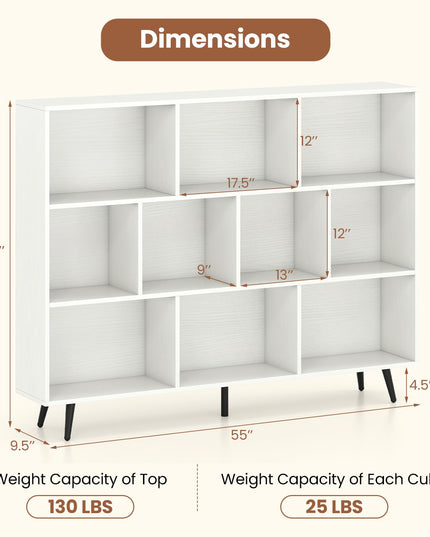 Giantex 10-Cube Bookcase (55" x 9.5" x 42")