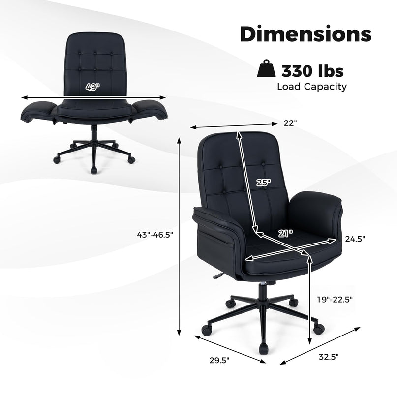Chaise Giantex Croisée avec Accoudoirs et Roulettes pour Chambre à Coucher