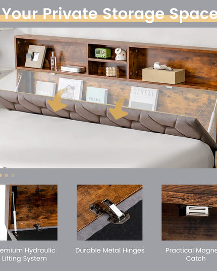 Giantex Full Size Bed Frame with Storage Headboard
