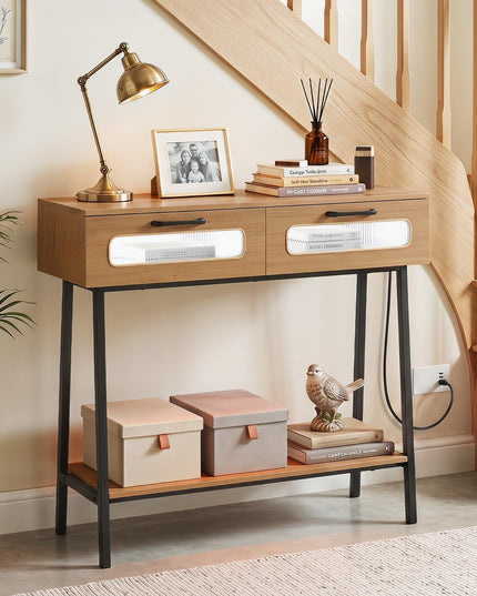 Giantex Console Table with LED Lights for Living Room Hallway Entrance