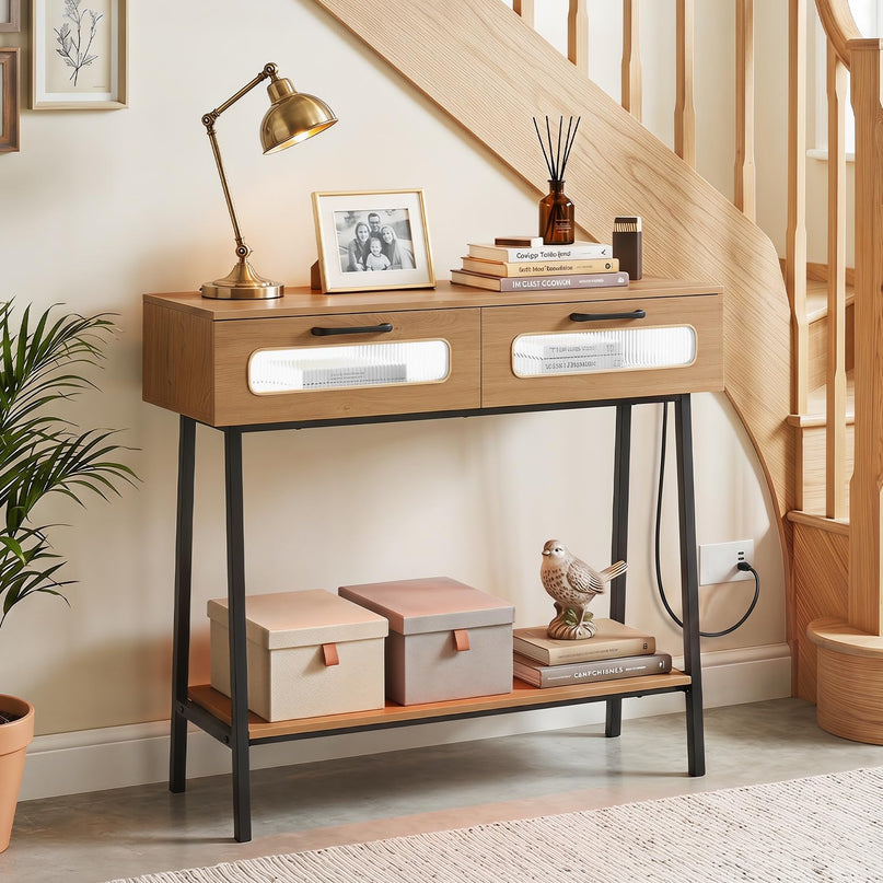 Giantex Console Table with LED Lights for Living Room Hallway Entrance