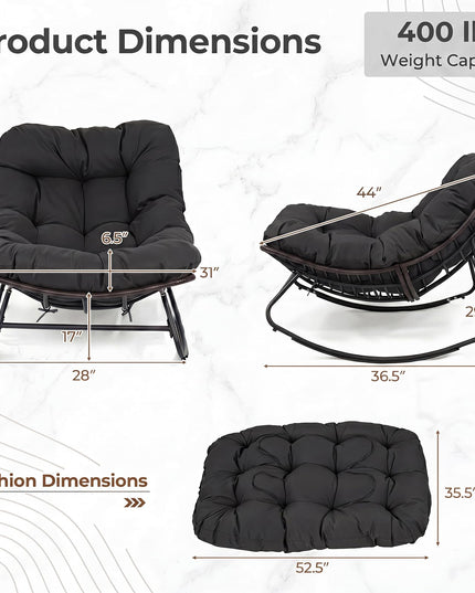 Giantex Oversized Rocking Papasan Chair w/Padded Cushion & Metal Frame