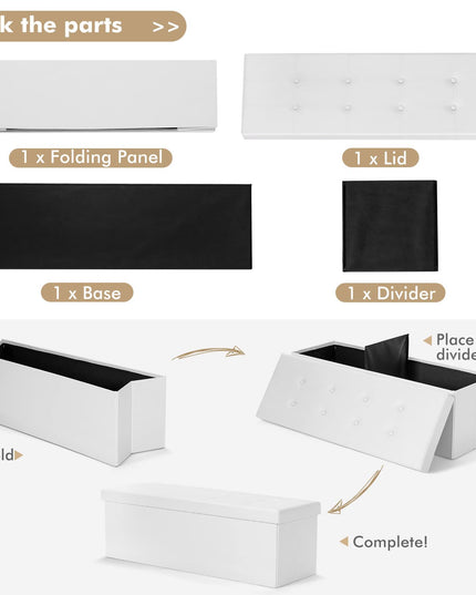 Giantex 45" Folding Storage Ottoman Bench, Faux Leather