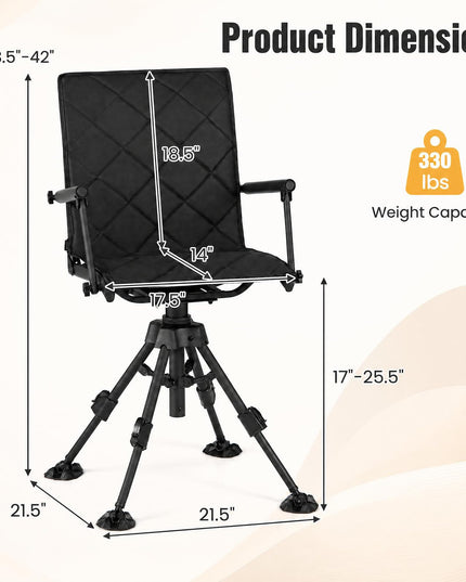 GIANTEX Portable Swivel Hunting Chair w/ 5-Level Adjustable Height