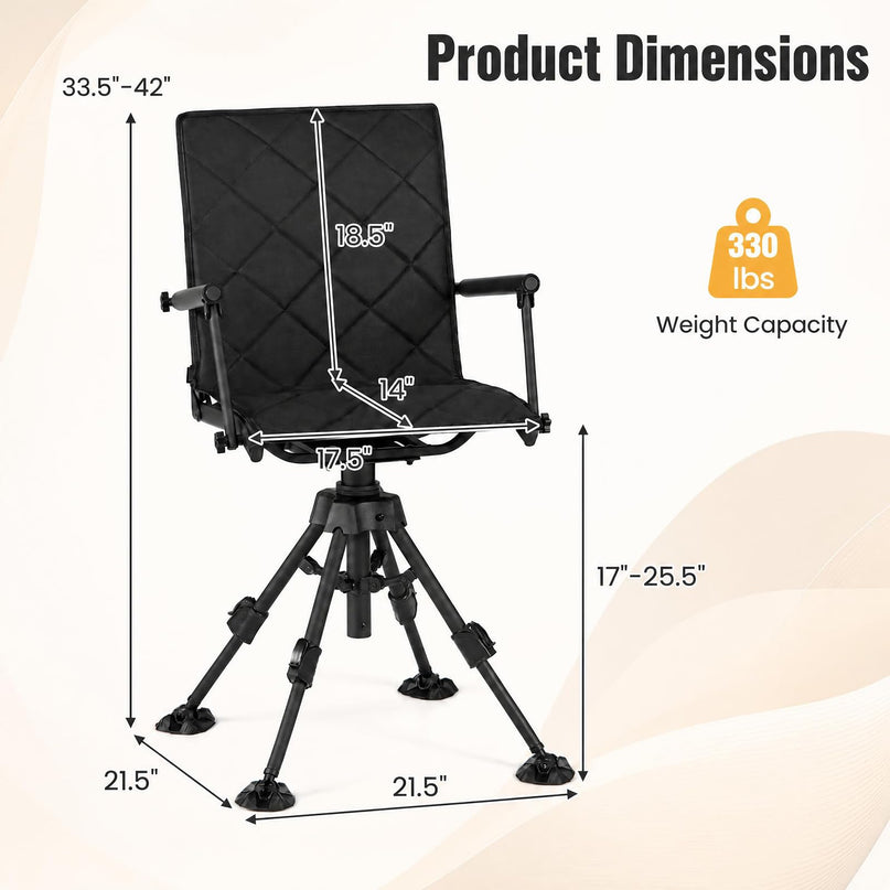 GIANTEX Portable Swivel Hunting Chair w/ 5-Level Adjustable Height