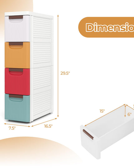Chariot de rangement Giantex à 4 tiroirs, commode étroite en plastique