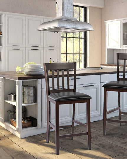 Giantex 25” Counter Height Pub Chairs with Rubber Wood Legs, Armless Bar Chairs with Elastic Cushion & PU Cover for Kitchen