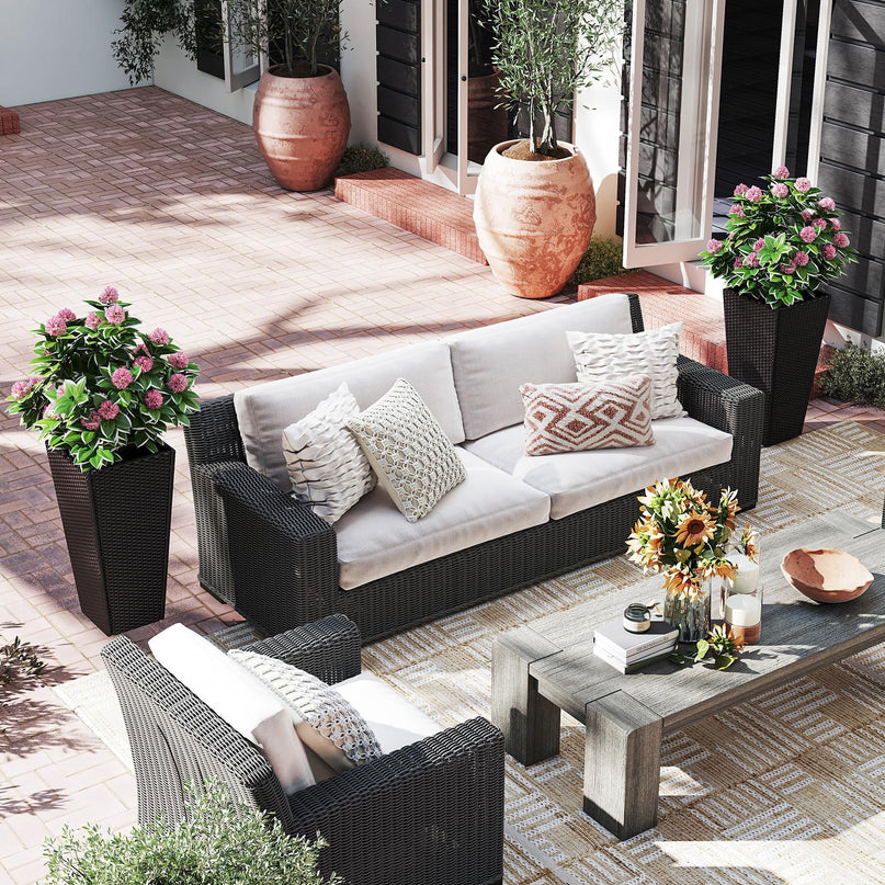 Giantex Set of 2 Outdoor Wicker Flower Pot