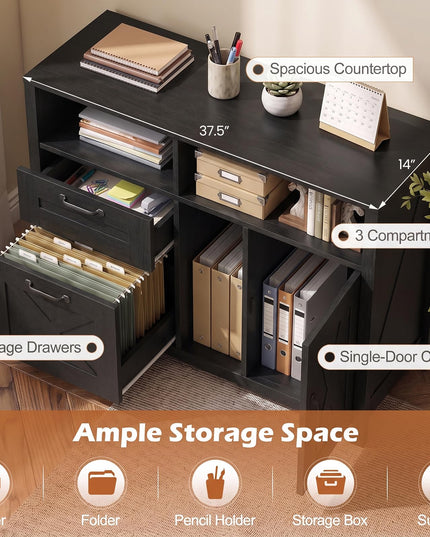GIANTEX File Cabinet with 2 Drawers for Letter/A4 (37.5"x13"x28.5")