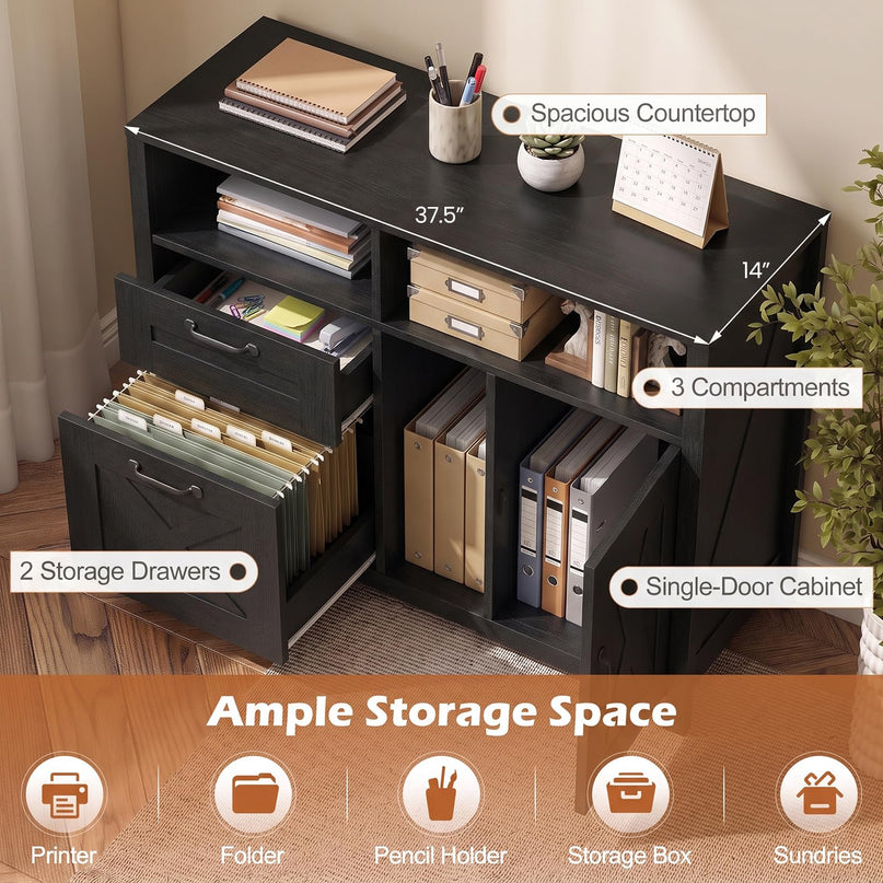 GIANTEX File Cabinet with 2 Drawers for Letter/A4 (37.5"x13"x28.5")