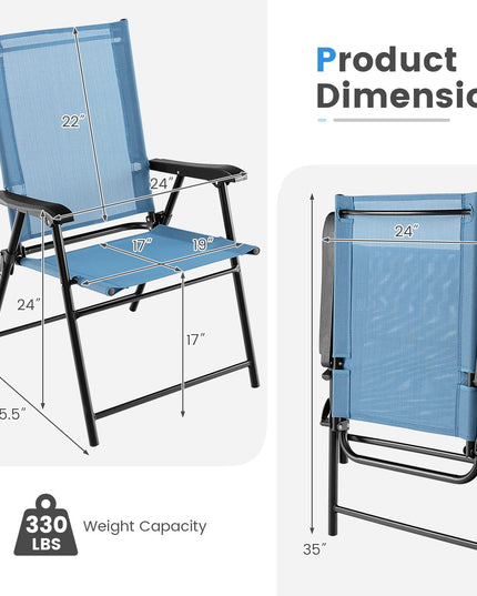 Giantex Patio Chairs Set of 2/4, Folding Patio Chairs for Deck Beach Camping Dining Picnic