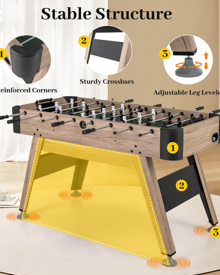 Giantex 54 Inch Foosball Table - Wood Football Table Competition Sized, Arcade Soccer Game Table with 2 Balls