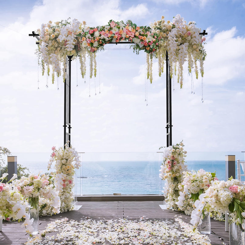Giantex Garden Arch Trellis, Wedding Arbor for Ceremony Party, 79''W x 81''H, Metal Garden Arbor for Climbing Plants Rose