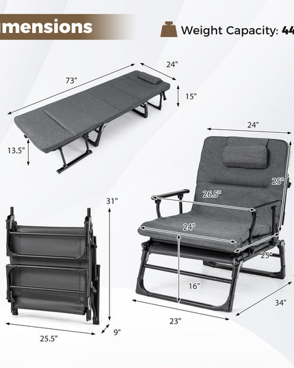 Giantex Folding Patio Lounge Chair with 6-Level Adjustable Backrest