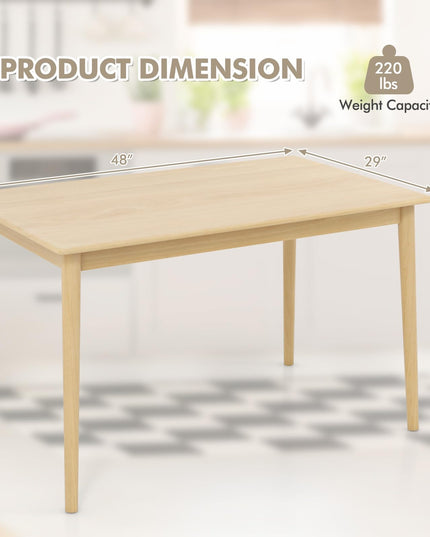 Giantex Dining Table, Rectangular Kitchen Table for 4 People, 48 Inch Dinner Table with Rubber Wood Legs,Load 220 LBS