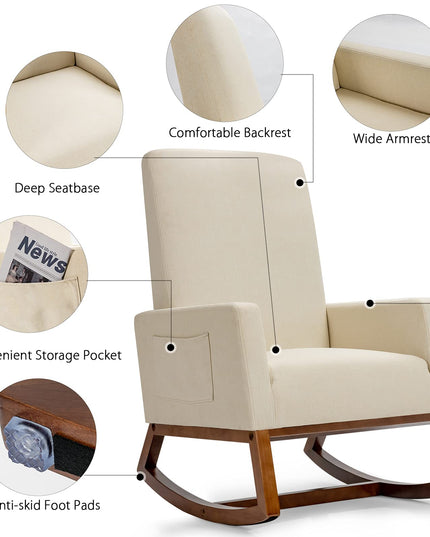 Giantex Rocking Chair Upholstered Living Room Chair