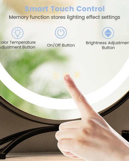 CHARMAID LED Makeup Mirror, 16 inch Lighted Vanity Mirror with Lights, 3 Color Lighting Modes