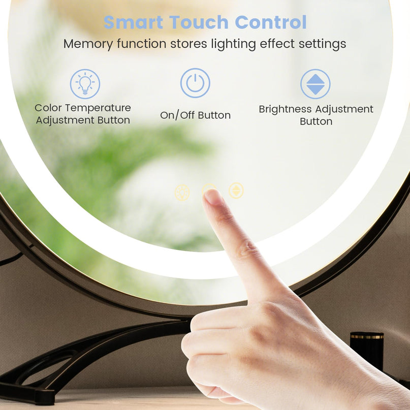 CHARMAID LED Makeup Mirror, 16 inch Lighted Vanity Mirror with Lights, 3 Color Lighting Modes