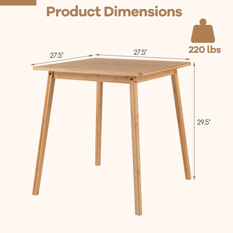 Table à manger Giantex en bambou de 27,5 pouces pour 2 à 4 personnes