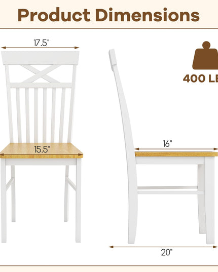 Giantex Wooden Dining Chairs Set of 2/4, Kitchen Chairs w/Rubber Wood Frame, High & Curved Slatted Backrest, Modern Armless Chairs