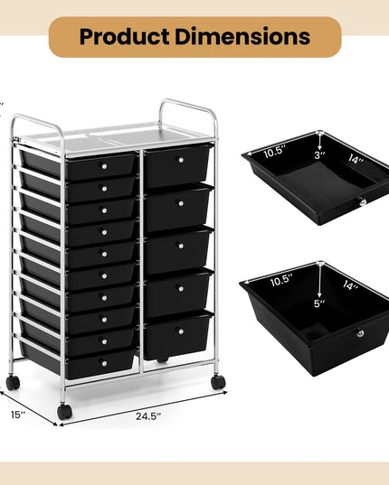 Giantex 15 Drawer Rolling Cart with Drawers for Tools