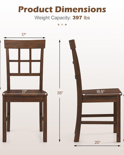 Giantex Wooden Dining Chairs Set of 2/4 with Window Back & Contoured Seat
