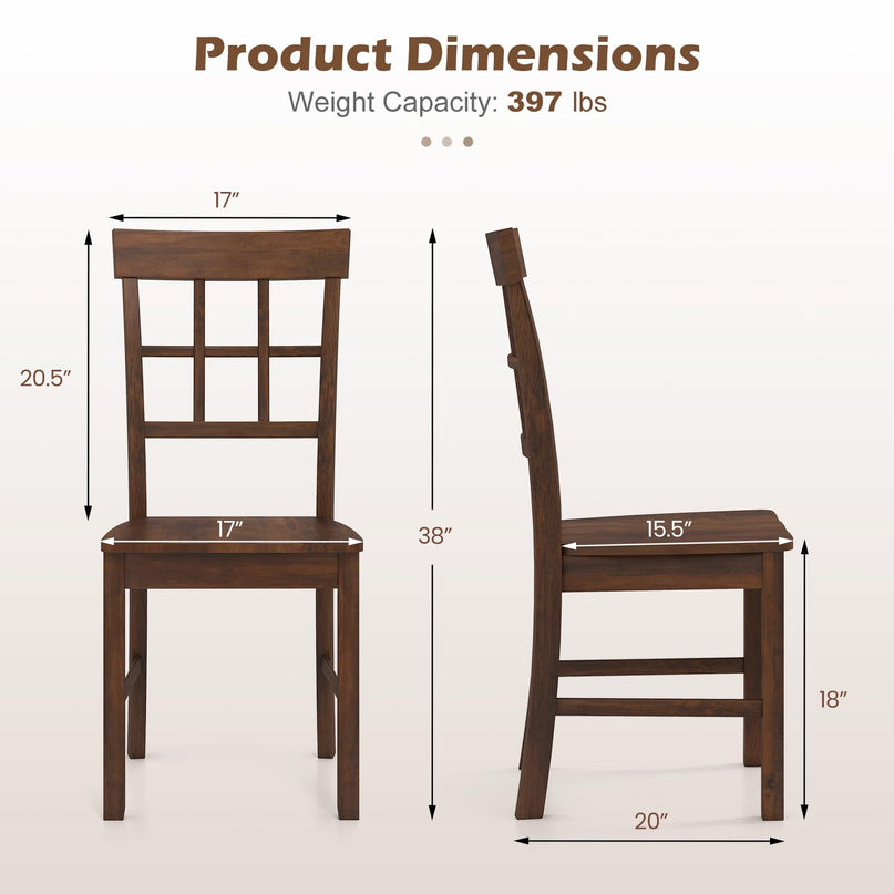 Giantex Wooden Dining Chairs Set of 2/4 with Window Back & Contoured Seat