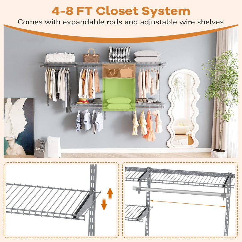 Giantex Closet Organizer System Wall-mounted Custom Closet Kit