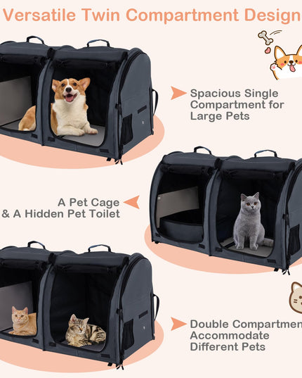 Giantex 40 Inch Cat Carrier with Double Compartments