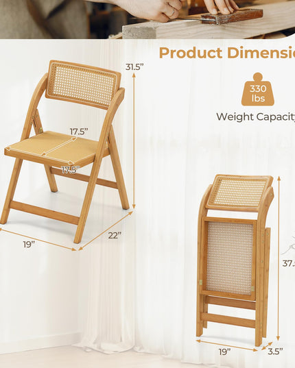 Giantex Rattan Folding Chairs Set with Rotatable Backrests