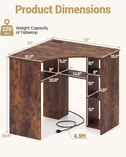 Giantex Corner Desk with Charging Station