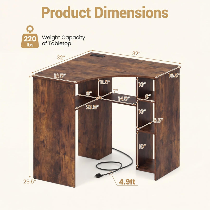 Giantex Corner Desk with Charging Station