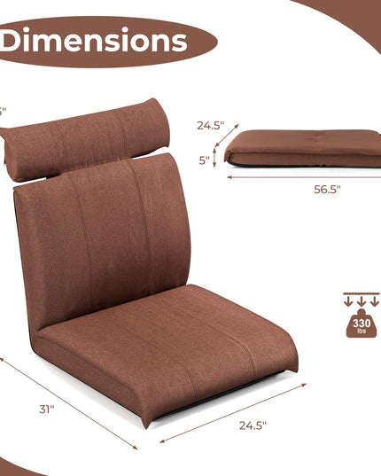 Giantex Floor Chair, Floor Gaming Chair with Back Support, 14-Poistion Adjustable Backrest, 5-Position Adjustable Headrest
