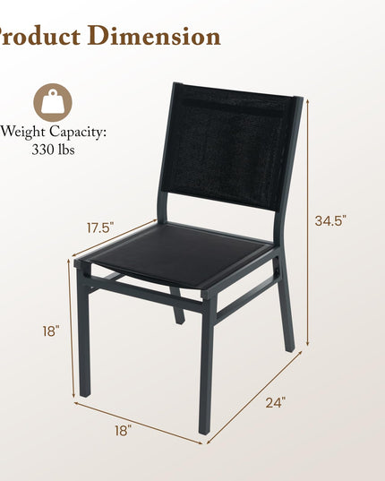 Giantex Outdoor Patio Dining Chair, Armless Dining Chair with Breathable Fabric Seat & Backrest