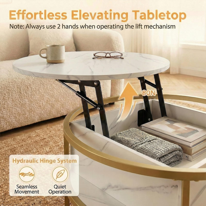 Giantex 31.5" Round Lift Top Coffee Table Farmhouse Center Table