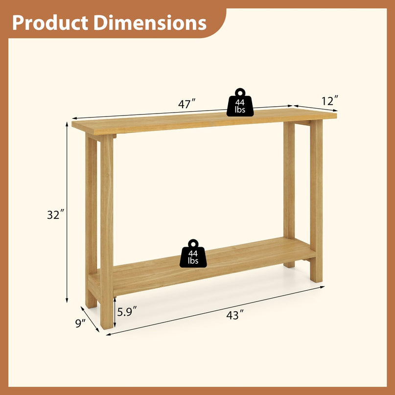 Giantex Table console en bois massif 119 cm | Table de canapé de style ferme à placer derrière le canapé pour le salon
