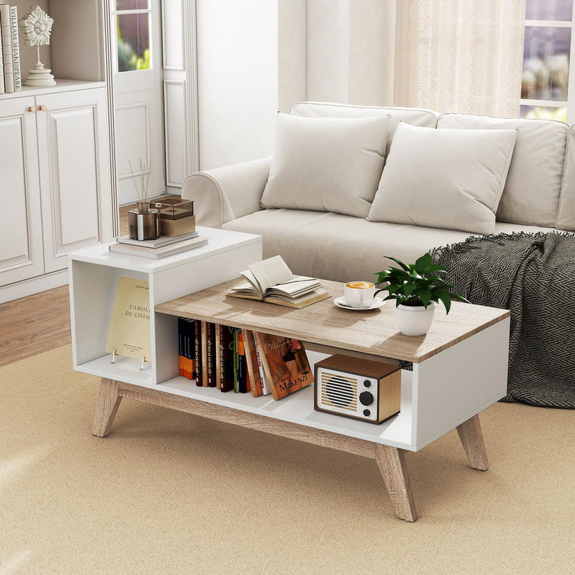 Giantex 2 Tier Coffee Table with Storage for Small Space Apartment