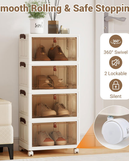 Giantex 6/4-Tier Plastic Storage Bins with Lid for Living Room