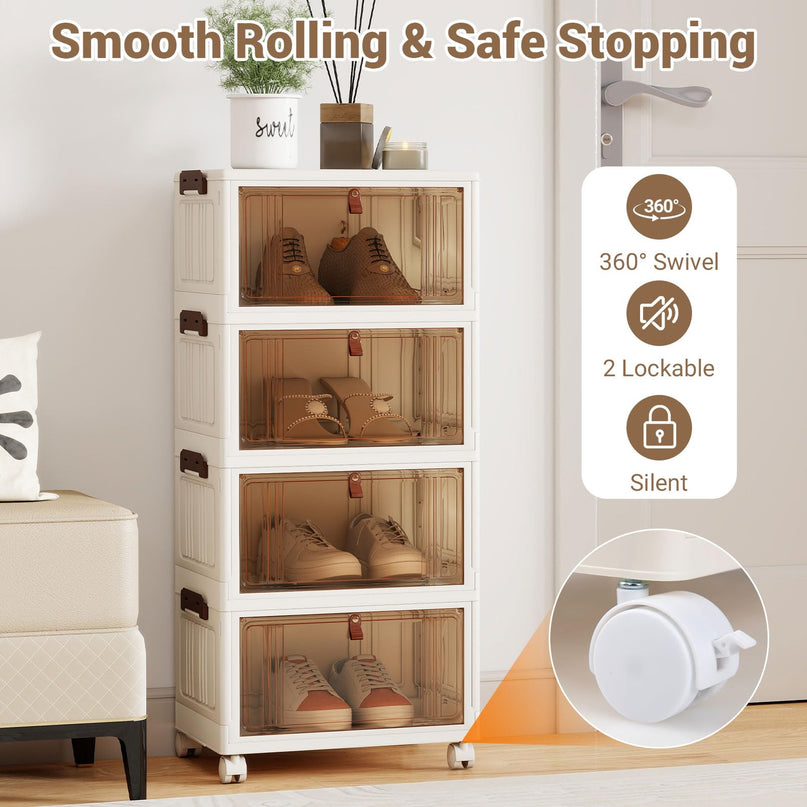 Giantex 6/4-Tier Plastic Storage Bins with Lid for Living Room
