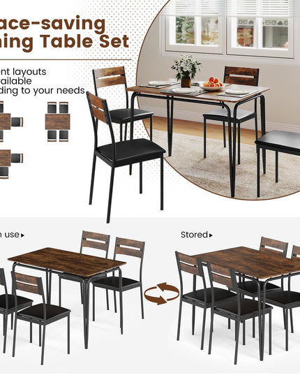 Giantex Ensemble de salle à manger 5 pièces pour 4 personnes (109 cm)