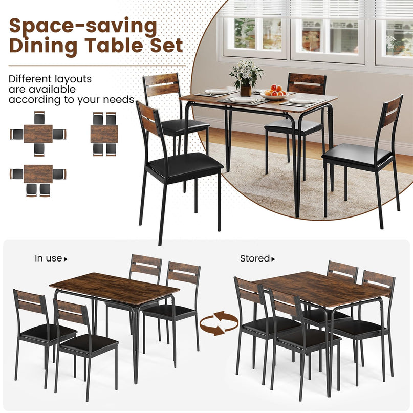Giantex Ensemble de salle à manger 5 pièces pour 4 personnes (109 cm)