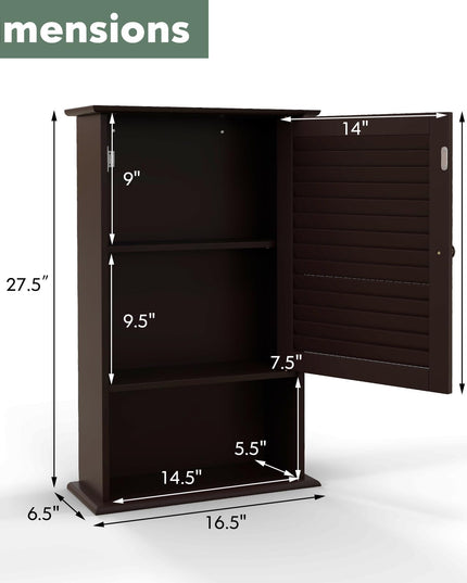 Giantex Bathroom Wall Mount Cabinet - Over The Toilet Storage Organizer with Single Door and Adjustable Shel