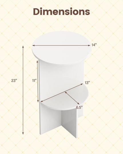 Giantex Round End Tables with Storage Shelf | Modern Night Stands for Small Space