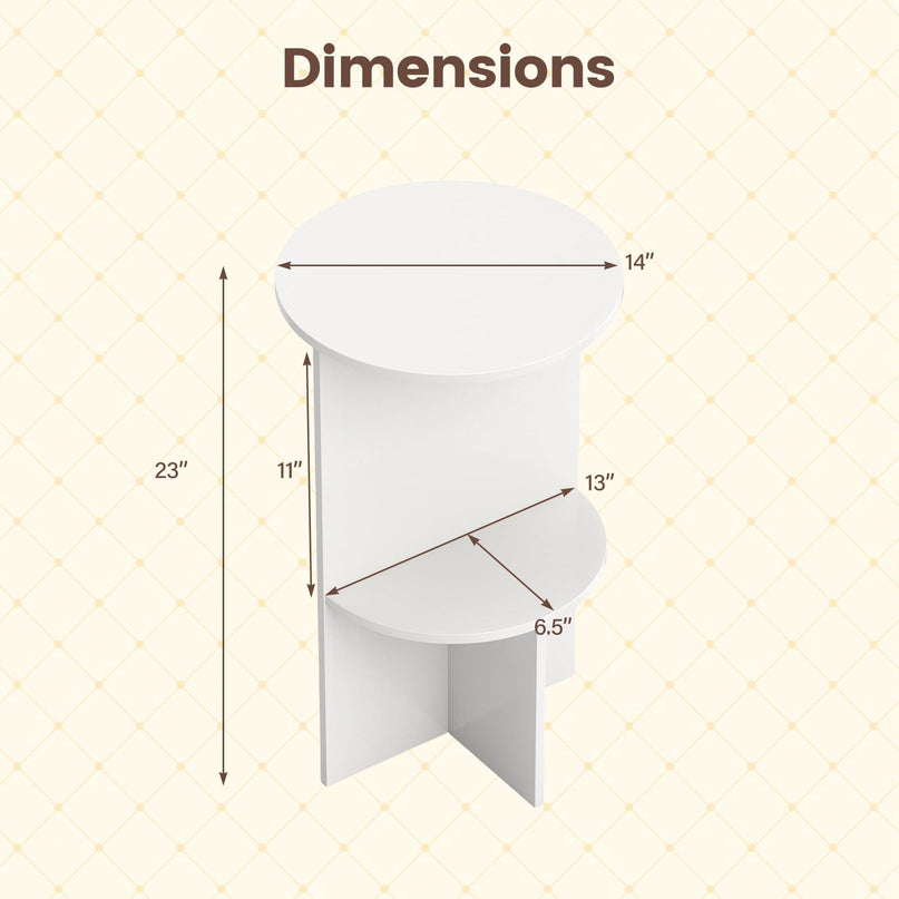 Giantex Round End Tables with Storage Shelf | Modern Night Stands for Small Space