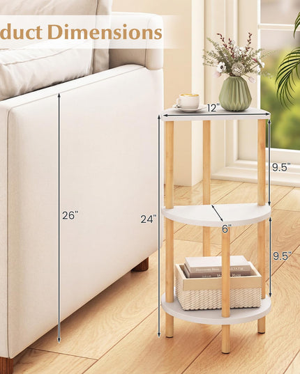 Giantex 3 Tier Circular End Tables with Storage Shelves