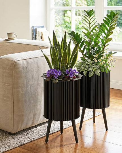 Giantex Set of 2 Flower Pots with Stand for Hallway Living Room Garden Patio