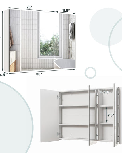 Giantex Bathroom Medicine Cabinet with Mirror - Extra Large Wall Mounted Cabinet with 3 Frameless Mirrored Doors