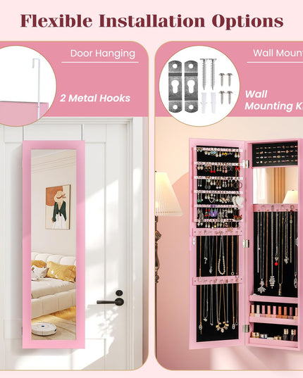 Giantex Wall Mounted Jewelry Cabinet with Full Length Mirror