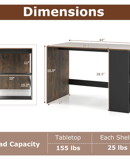 Giantex Petit Bureau avec Étagère pour Chambre à Coucher